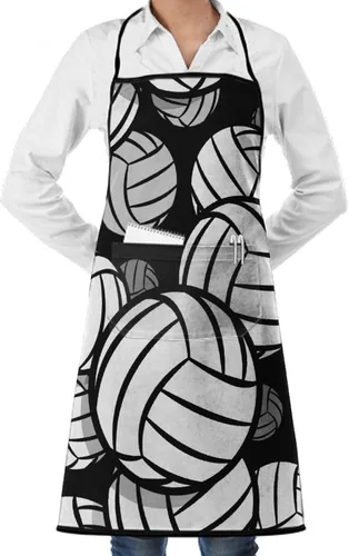 Miniatura 22 de Delantal unisex con cuello ajustable con bolsillos espaciosos y lazos largos