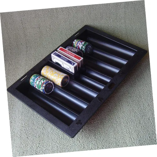 Miniatura 3 de Bandeja de fichas de póquer de plástico para mesa de Texas Holdem organizador de juegos de 14.76 x 9.84 x 1.96 pulgadas, accesorios duraderos