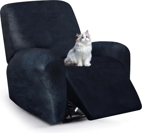 Miniatura 10 de ANARACHON Fundas para sillas reclinables con aspecto de cuero, funda elástica de 4 piezas, funda suave para silla reclinable, protector de muebles