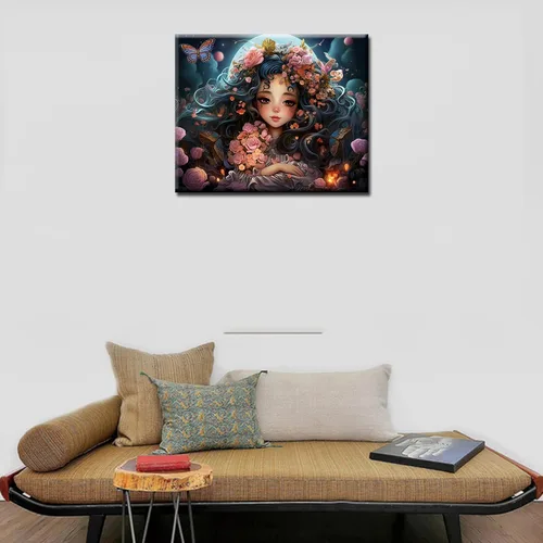 Miniatura 2 de Tucocoo Pintura de ninfa de hadas por números para adultos, principiantes, luna y estrella, pintura por números para niños, corona de rosas, kits
