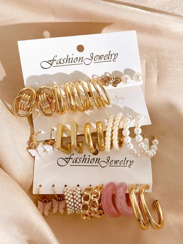 Miniatura 8 de Juego de 45 pares de aretes de aro dorados para niñas y mujeres, juego de aretes gruesos trenzados pequeños y grandes, aretes para mujer, paquete