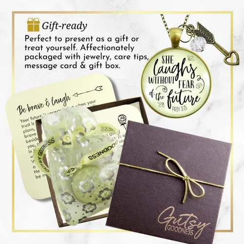 Miniatura 53 de Gutsy Goodness Collar inspirado en la mujer de la fe, colgante hecho a mano con mensaje de esperanza