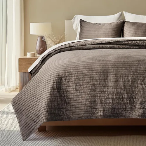 Miniatura 21 de EVERGRACEHOME Juego de edredón de sábana de algodón tamaño King, prelavado, con costura de canal de algodón, edredón, 3 piezas, ropa de cama ligera