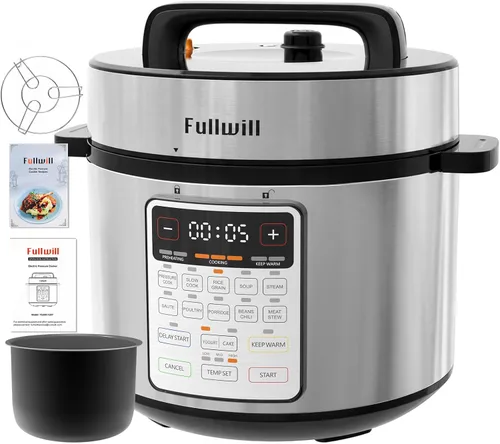 Miniatura 13 de Fullwill Olla a presión eléctrica 7 en 1 Lite de 3 cuartos de galón, olla de cocción lenta, olla arrocera, vaporera, salteado, calentador, olla