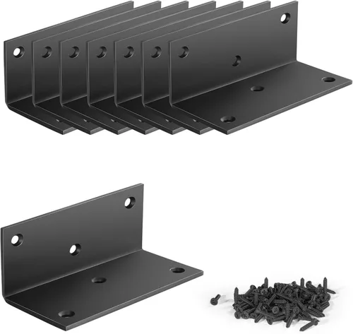 Miniatura 12 de 8 soportes de hierro de ángulo recto de 2.76 pulgadas de largo con tornillos, 2.76 x 1.57 x 1.57 pulgadas, soporte de esquina de 90 grados