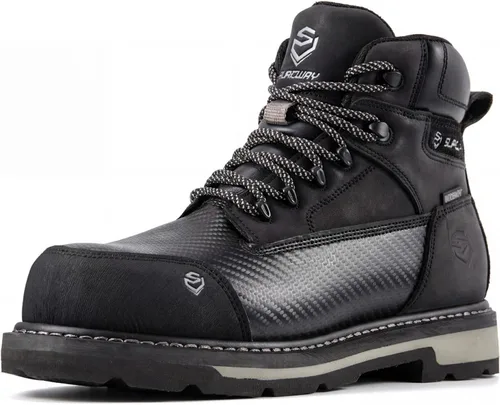 Miniatura 8 de SUREWAY Botas de trabajo para hombre de 6 pulgadas, impermeables, suaves/compuestas, cuero de caballo loco resistente, con cordones antideslizantes