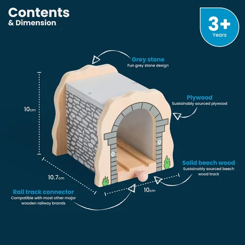 Miniatura 2 de Bigjigs Rail Túnel de piedra gris: otras marcas principales de rieles de madera son compatibles