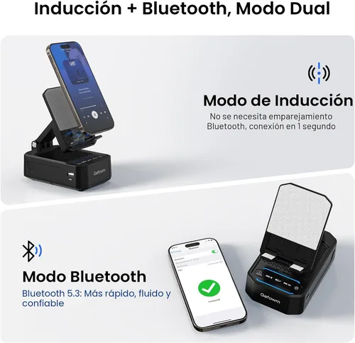 Miniatura 3 de Soporte para teléfono celular con altavoz Bluetooth de inducción inalámbrica instantánea, sin necesidad de emparejamiento Bluetooth, conexión en 1