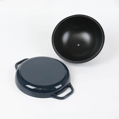 Miniatura 5 de HAWOK Horno de pan de hierro fundido con tapa Cloche, diámetro 9.8 pulgadas/9.8 in, 1.5 cuartos de galón, bandeja para hornear de masa madre, Azul