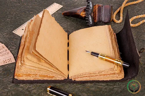 Miniatura 6 de Diario de cuero vintage con piedra semipreciosa, diseño de triple luna, 200 páginas de papel antiguo con borde de deckle – Libro de sombras, diario