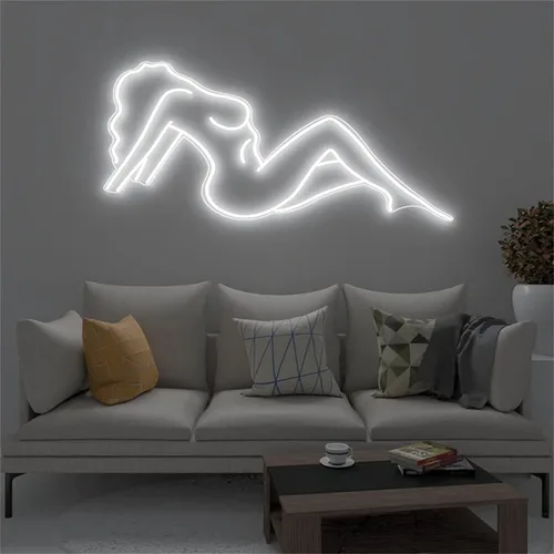 Luz nocturna de neón LED, señales de neón de dama desnuda, letreros de neón sexy para mujer, letrero de pared, letreros decorativos de 19.7 x 9.1 in