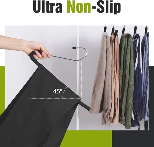 Miniatura 3 de Spring Fever Perchas para pantalones con extremo abierto sin deslizamiento acolchadas con esponja - Cromo chapado en espuma resistente ahorra Negro