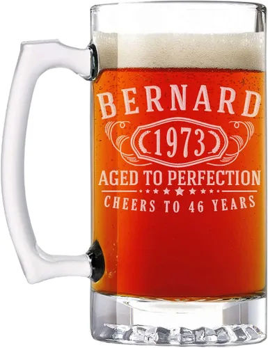 Taza de cerveza de vidrio grabada personalizada de 25 onzas para hombres, Día del Padre, monograma, nombre personalizado, regalos de cerveza 3-Claro