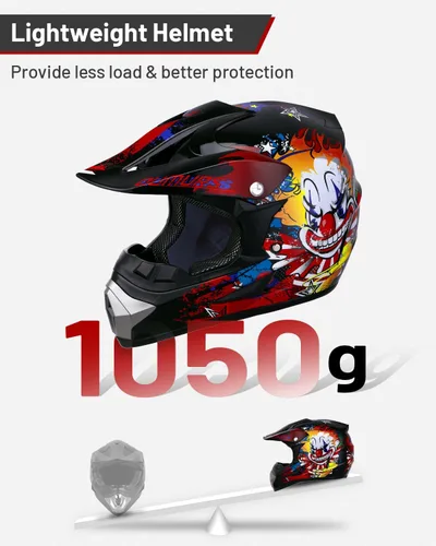 Miniatura 3 de Oumurs - Casco DOT para niños, con gafas y guantes, para bicicletas de tierra de 5 a 14 años, cascos ATV para niños y niñas, casco para cuatrimotos