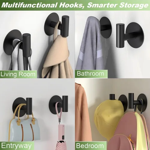 Miniatura 3 de Ganchos de pared autoadhesivos, ganchos de pared de acero inoxidable resistentes, ganchos para toallas para colgar batas, delantales, abrigos
