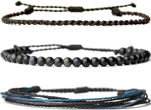 Miniatura 72 de Pulsera curativa hecha a mano con cuentas de piedra natural, regalo para hombres, pulsera de cuerda ajustable