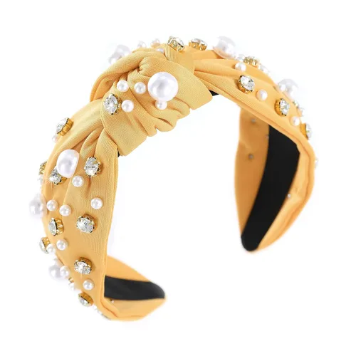 Miniatura 22 de Diadema anudada con joyas para mujeres y niñas, diadema de diamantes de imitación de cristal brillante, nudo superior ancho para mujer, diadema Negro