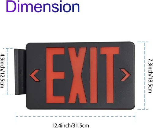 Miniatura 3 de TANLUX Señal de Salida Roja con Carcasa Negra, Luz LED de Salida de Emergencia con Batería de Respaldo, Listado UL, Letreros de Salida Cableados