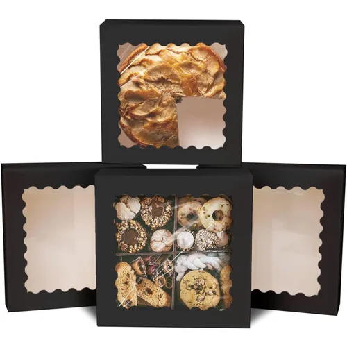 Miniatura 11 de qiqee Cajas de Galletas de Acción de Gracias con Ventana para Dar Regalos Cajas de Golosinas de Otoño 10x10x2.5 pulgadas 30 Paquetes Caja de Día