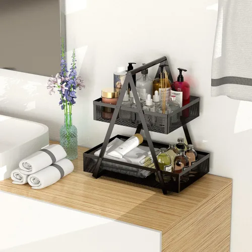 Miniatura 3 de EKNITEY Organizador de aperitivos escalonado para encimera, organizador de encimera de cocina de metal, pequeña estación de café para el hogar