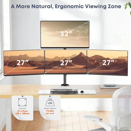 Miniatura 2 de Soporte para monitor cuádruple para 17-27 pulgadas, totalmente ajustable, resistente, soporte de escritorio con 4 brazos, carga máxima de 22 libras