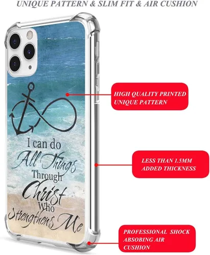 Miniatura 3 de Funda de gel de silicona para iPhone 12 Pro Max, Anchor Christian, protección delgada a prueba de caídas, absorción de golpes, biseles elevados