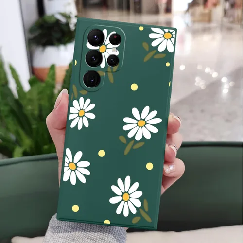Miniatura 3 de LEECG Funda para Samsung Galaxy S22 Ultra, Diseños de Flores de Moda Silicona Suave Protección contra Caídas Resistente a Huellas Dactilares