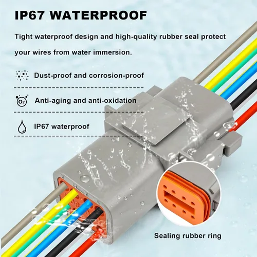 Miniatura 2 de Deutsch - Conector DT de 2 pines, 2 vías DT automotriz, impermeable, conector eléctrico macho hembra, arnés de cableado con cable de 16 AWG