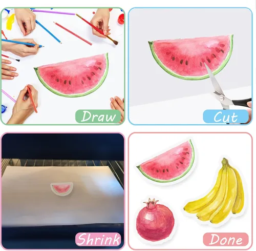 Miniatura 4 de Benvo 10 hojas de plástico termorretráctiles, papel de película de arte retráctil, papel retráctil para hacer tus propios aretes retráctiles DIKS