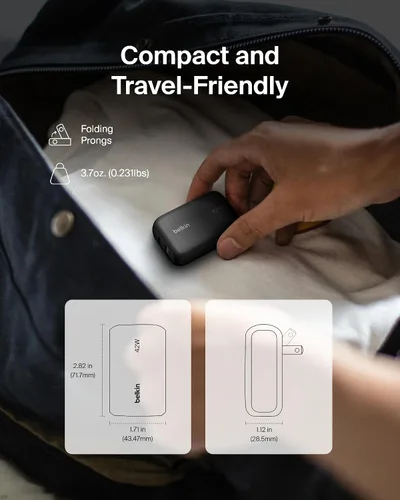 Miniatura 4 de Belkin Bloque de cargador de doble puerto de 42 W, cargador USB-C + USB-A de carga súper rápida - Samsung Galaxy S26, Apple iPhone 17, Air, Pro, Pro