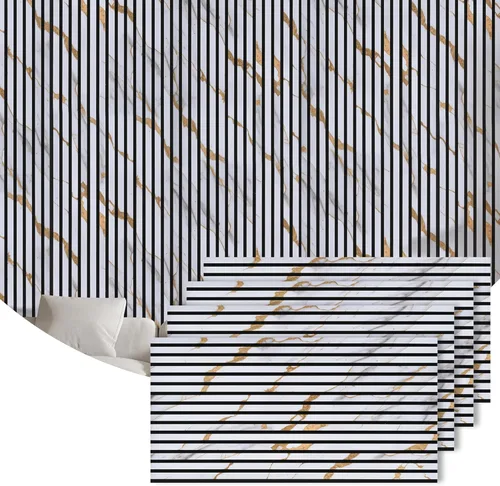 Miniatura 8 de Paquete de 2 paneles acústicos de pared, paneles de pared insonorizados de listones de madera de 47.2 x 23.6 x 0.75 pulgadas, panel de amortiguación