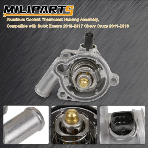Miniatura 3 de Conjunto de carcasa de termostato de refrigerante de motor de aluminio mejorado compatible con Buick Encore 2013-2020 Chevy Cruze Sonic Trax