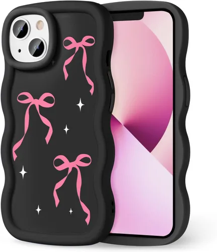 Miniatura 255 de Compatible con iPhone SE/8/7 Funda para Mujeres y Niñas, Marco Ondulado Rizado con Patrón Lindo, Estética Delgada Suave Silicona TPU Parachoques