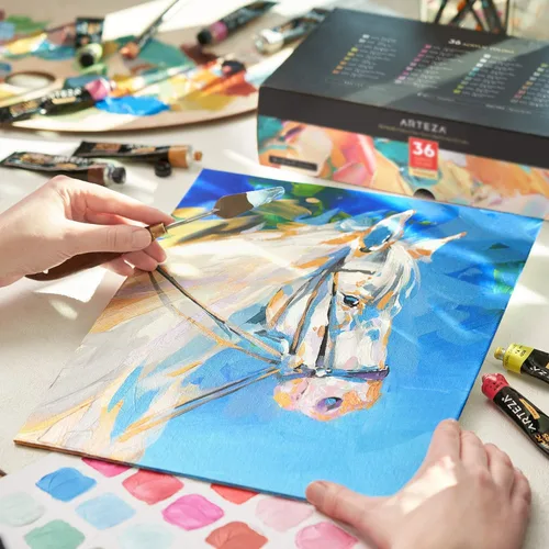 Miniatura 7 de ARTEZA Juego de pintura acrílica metálica de 36 colores, tubos de 0.74 onzas, pinturas de artistas no tóxicas para pintores aficionados, suministros