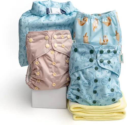 Miniatura 28 de Kinder Juego de 5 pañales de tela reutilizables para bebé, estilo bolsillo, camiseta atlética que absorbe la humedad, recién nacido a orinal 7-60