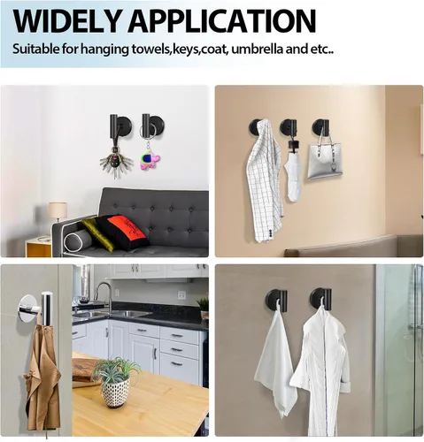 Miniatura 6 de Kruodop Ganchos adhesivos para toallas de baño, paquete de 4 toallas de montaje en pared, gancho mate para bata de pared, gancho de acero inoxidable