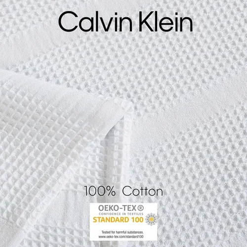 Miniatura 6 de Calvin Klein - Manta Queen, ropa de cama de algodón suave, manta de cama de peso medio (blanco, Queen)