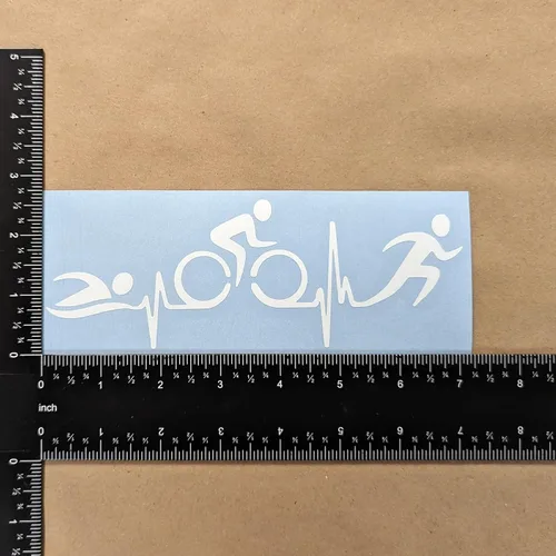 Miniatura 7 de Calcomanías de Triatlón Paquete de 4: Nadar Ciclismo Correr, TRI, Latido del Corazón de Triatlón (Blanco, Grande ~5 pulgadas)