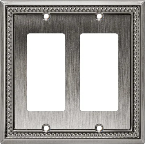 Miniatura 36 de Henne Bery Sunken Pearls - Placa de pared decorativa resistente para interruptor, cubierta para tomacorrientes (doble dúplex, níquel satinado)