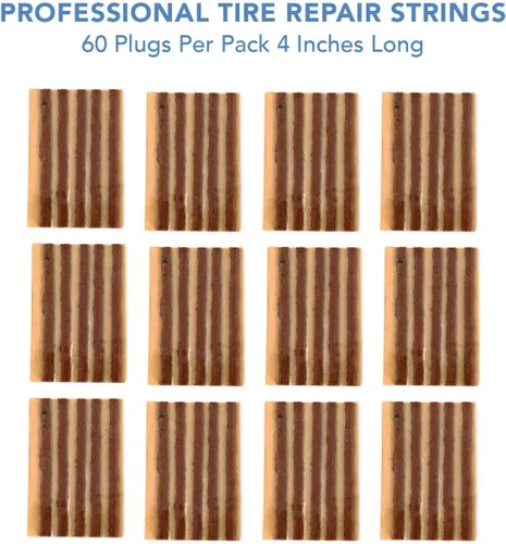 Miniatura 3 de CKAuto 60 cuerdas de reparación de neumáticos marrones de 4 pulgadas, tapones de reparación de neumáticos para neumáticos todoterreno sin cámara
