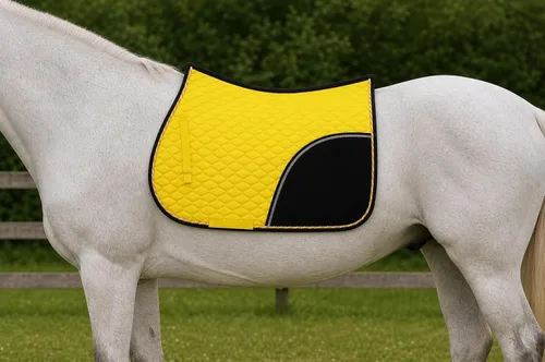 Miniatura 2 de CHALLENGER Caballo Inglés Saddle Pad All Purpose Algodón Acolchado Trail Sillín Amarillo 72133