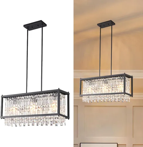 Miniatura 20 de LMQNINE Candelabro Moderno para Vestíbulo, Candelabro de Cristal Dorado Lámpara Colgante de Entrada, Candelabros Redondos de Altura Ajustable