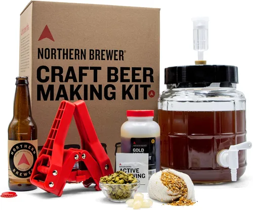 Northern Brewer - Kit de inicio de fabricación de cerveza artesanal de 1 galón sin sifón, equipo y kit de recetas de cerveza (Irish Red Ale)