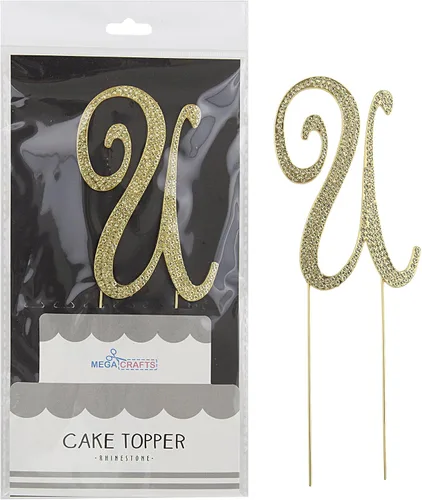 Miniatura 12 de Mega Crafts Decoración para tartas con diamantes de imitación dorados brillantes y cristales brillantes y aleación de metal duradero, ideal