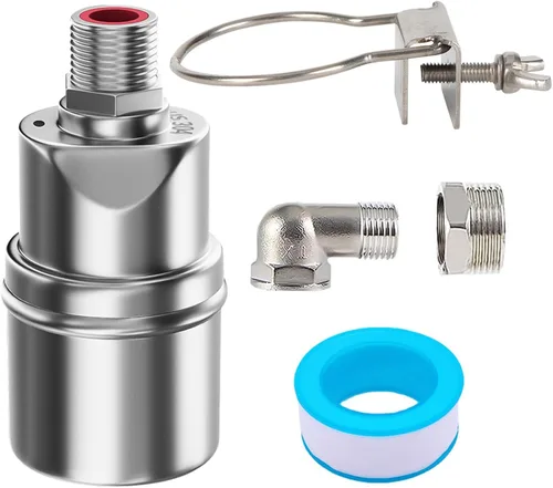 Paquete de 1 válvula de flotador para tanque de agua, válvula de flotador de agua de 1/2 a 3/4 pulgadas, válvula de flotador de acero inoxidable 304