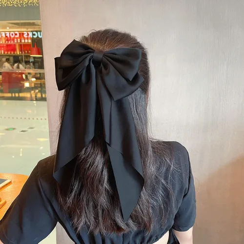 Miniatura 6 de Lazos para el pelo para mujeres y niñas, 10 piezas de lazos grandes, pinzas para el cabello, lazos de satén sedoso, lazo grande en capas, accesorios