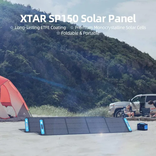 Miniatura 2 de XTAR SP150 Panel solar portátil de 150 W para estación de energía, cargador solar plegable con soporte ajustable, panel altamente eficiente