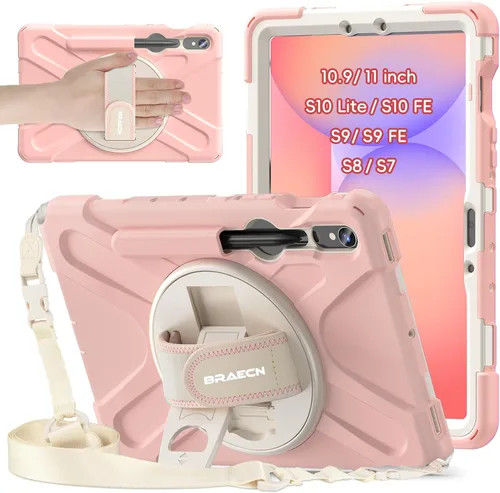 Miniatura 18 de BRAECNstock Funda para Samsung Galaxy Tab S10 Lite/ S10 FE/ S9 FE/ S9/ S8/ S7 5G Funda de 10.9"/11", Funda Protectora a Prueba de Golpes con Soporte