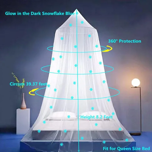 Miniatura 5 de Toldo de cama de princesa que brilla en la oscuridad, toldo de cama de copos de nieve de Navidad para decoración de habitación de niñas, tela