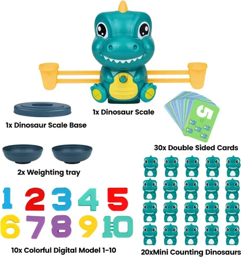 Miniatura 5 de Aitbay Juguetes de equilibrio matemático de dinosaurio, juguetes Montessori para niños de 3 años, juguetes educativos para niños y niñas de 4, 5, 6